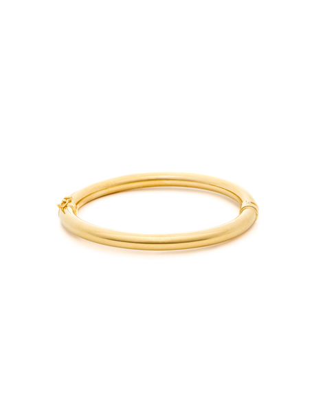 Thick Gold Bangle made with 2.5 Microns of 18K Gold Vermeil on 925 Sterling Silver with Anti-Tarnish, Magnetic Closure with Hinge Clasp for extra security, 6mm thickness.