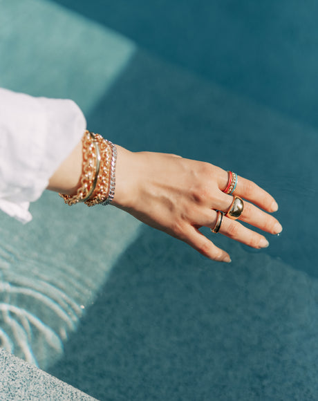 Model wearing Amalfi Rosso Ring.