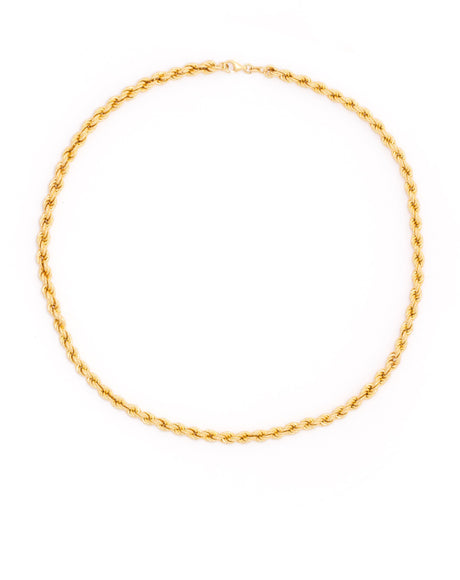 Medium Thickness Rope style Chain Made with 2.5 Microns of 18K Gold Vermeil on 925 Sterling Silver with Anti-Tarnish. 45cm length, width 5.2mm with lobster closure.