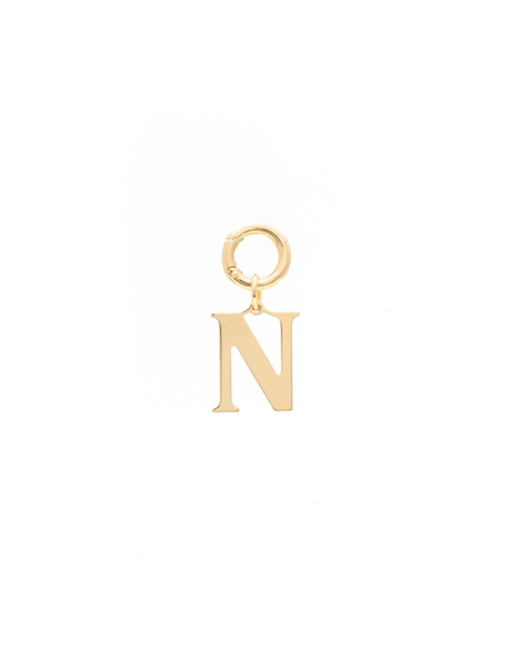 Letter N Pendant Made with 2.5 Microns of 18K Gold Vermeil on 925 Sterling Silver with Anti-Tarnish. 16mm letter with moveable clasp to add to any necklace/bracelet.