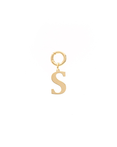 Letter S Pendant Made with 2.5 Microns of 18K Gold Vermeil on 925 Sterling Silver with Anti-Tarnish. 16mm letter with moveable clasp to add to any necklace/bracelet.