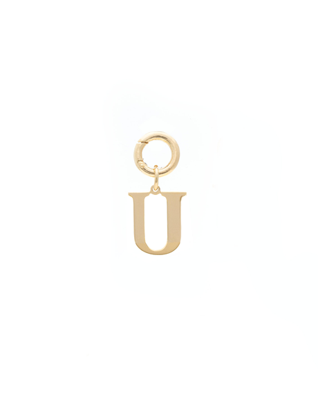 Letter U Pendant Made with 2.5 Microns of 18K Gold Vermeil on 925 Sterling Silver with Anti-Tarnish. 16mm letter with moveable clasp to add to any necklace/bracelet.