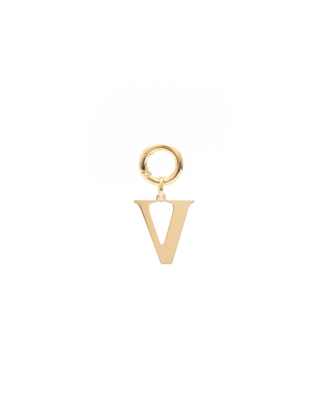 Letter V Pendant Made with 2.5 Microns of 18K Gold Vermeil on 925 Sterling Silver with Anti-Tarnish. 16mm letter with moveable clasp to add to any necklace/bracelet.