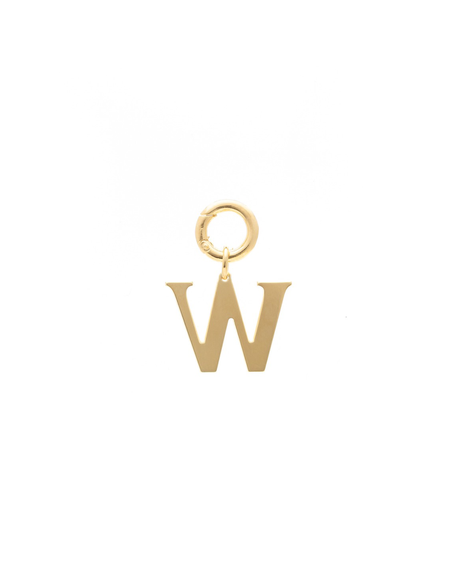Letter W Pendant Made with 2.5 Microns of 18K Gold Vermeil on 925 Sterling Silver with Anti-Tarnish. 16mm letter with moveable clasp to add to any necklace/bracelet.
